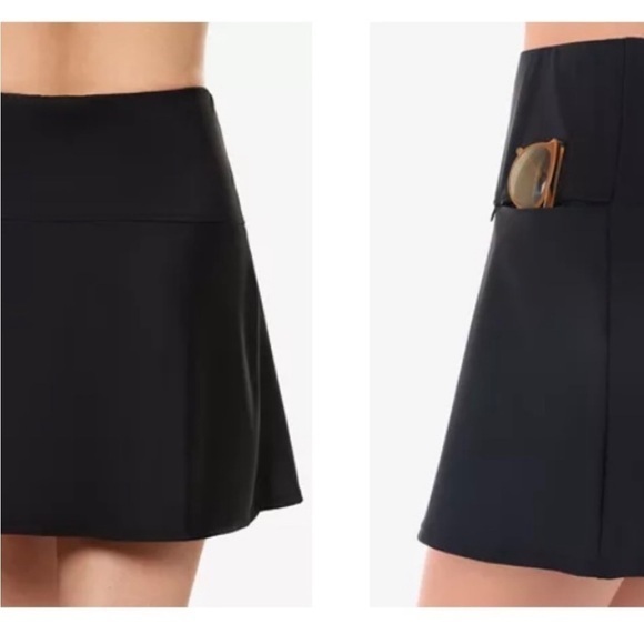 $124 Miraclesuit Fit & Flair Tummy Control Swim Skirt Sz 14 Black Zip Pocket - Picture 16 of 16